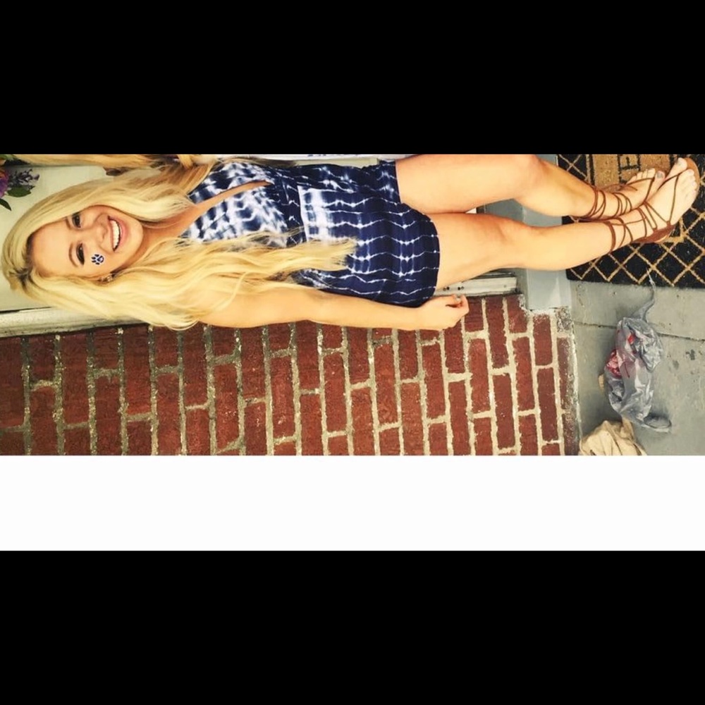 Blue tie dye romper